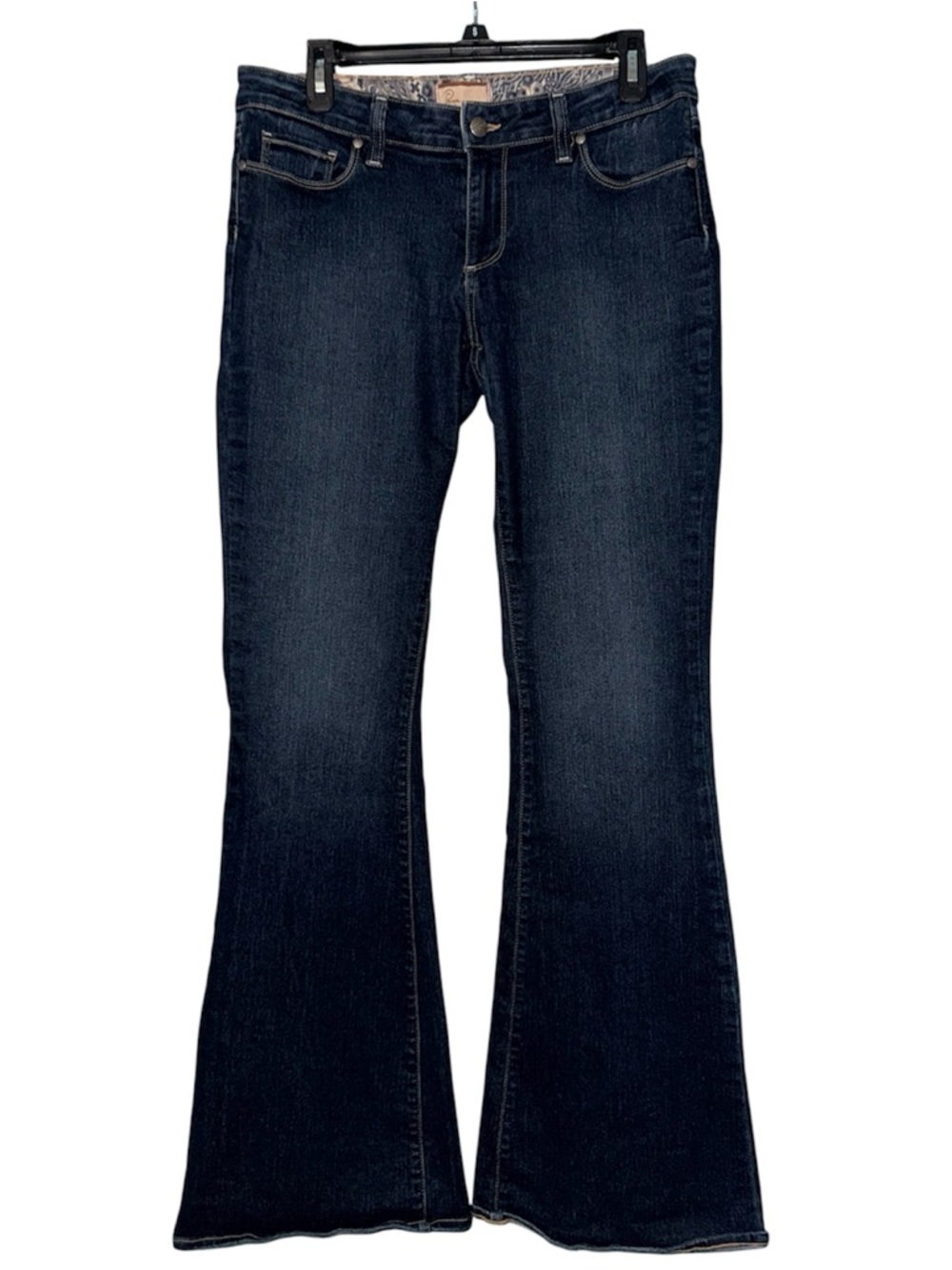 Paige Canyon Flare Jeans Size 30 Dark Wash Mid Rise Bootcut Stretch Denim